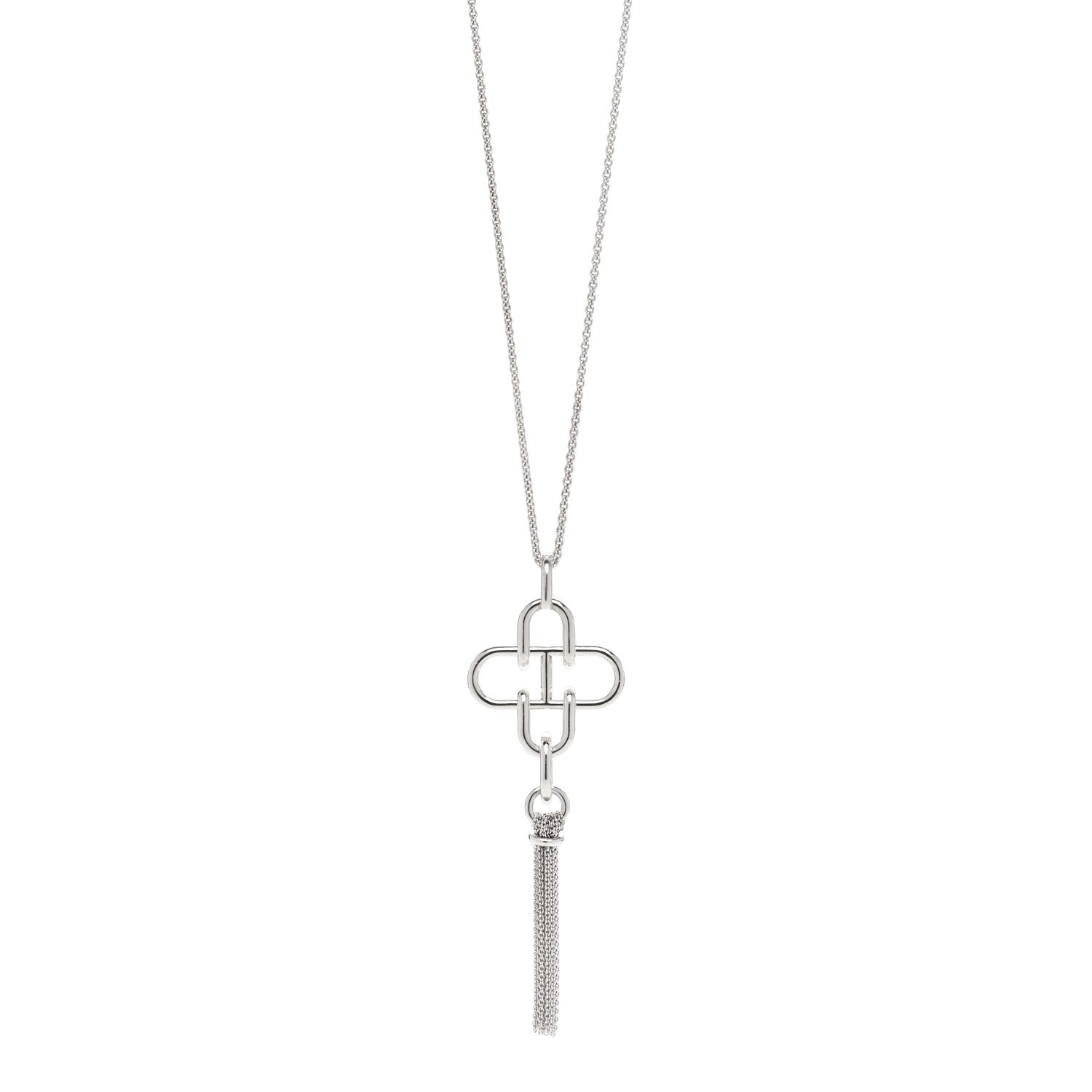 Hermes Sterling Silver Rose de Mer Tassel Necklace 1131166