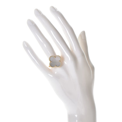 Van Cleef & Arpels 18K Yellow Gold Mother of Pearl Magic Alhambra Ring 56 7.75 2 of 5