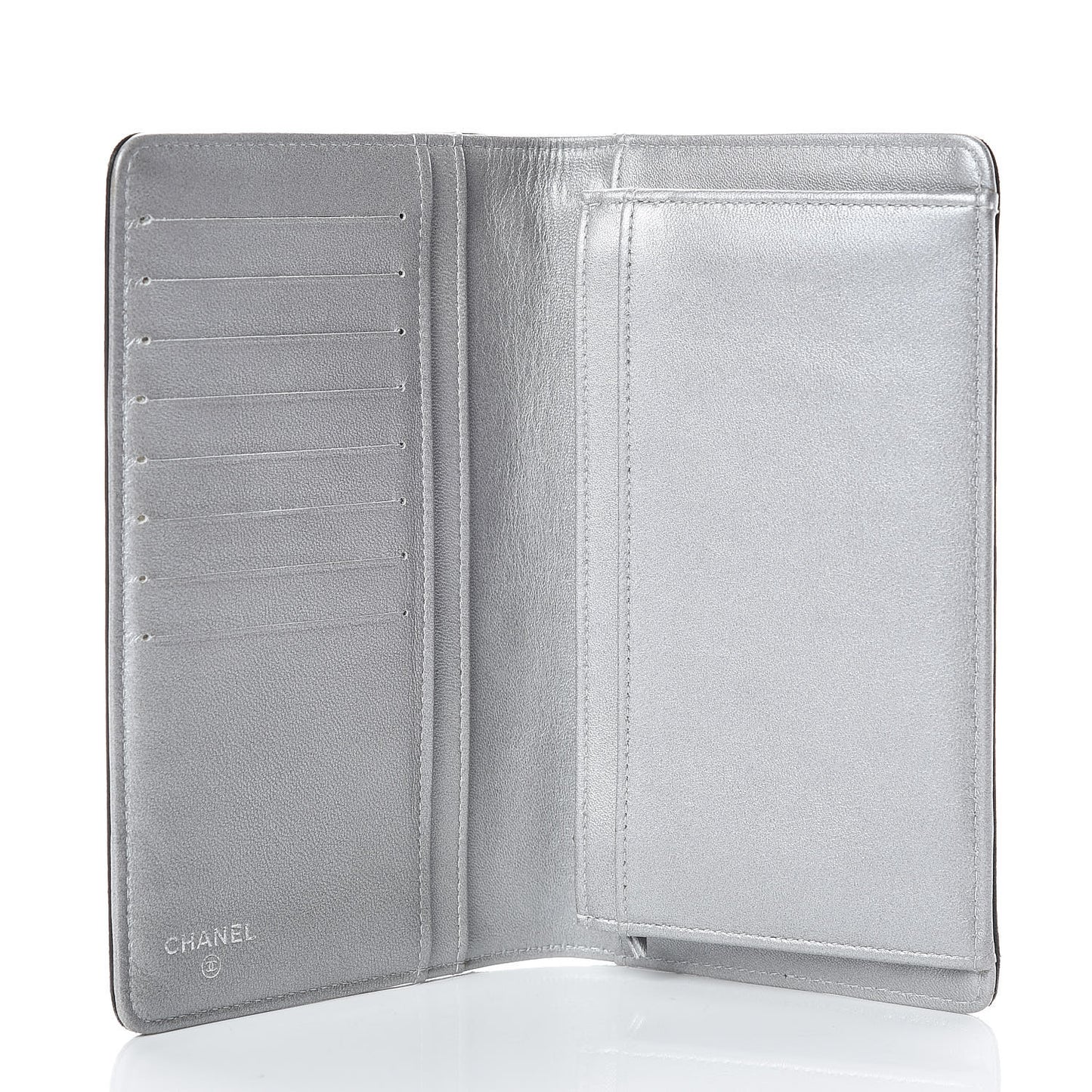 Lambskin Camellia Embossed Yen Wallet Black