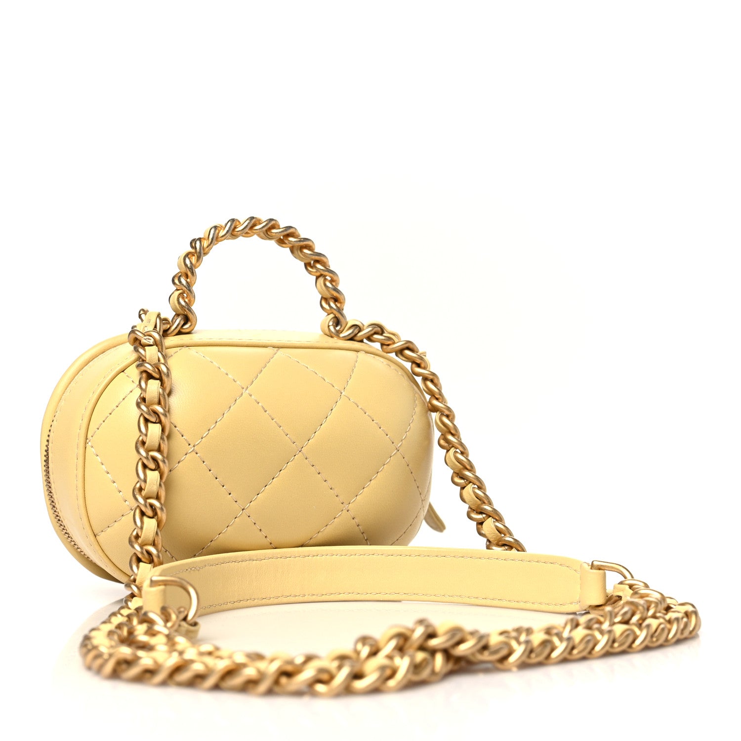 Chanel Lambskin Quilted CC Bubble Vanity Case With Chain Light