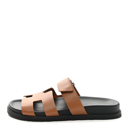 Hermes Calfskin Womens Chypre Sandals 40 Gold 1 of 9