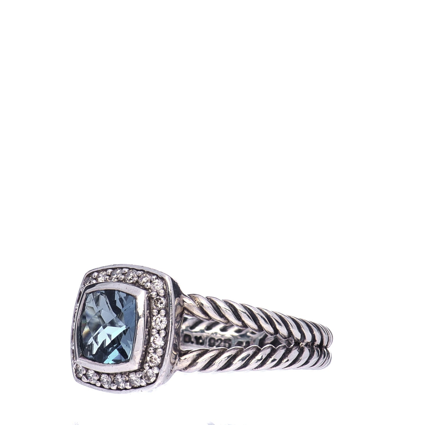 Sterling Silver Diamond Hampton Blue Topaz 7mm Petite Albion Ring 54 7