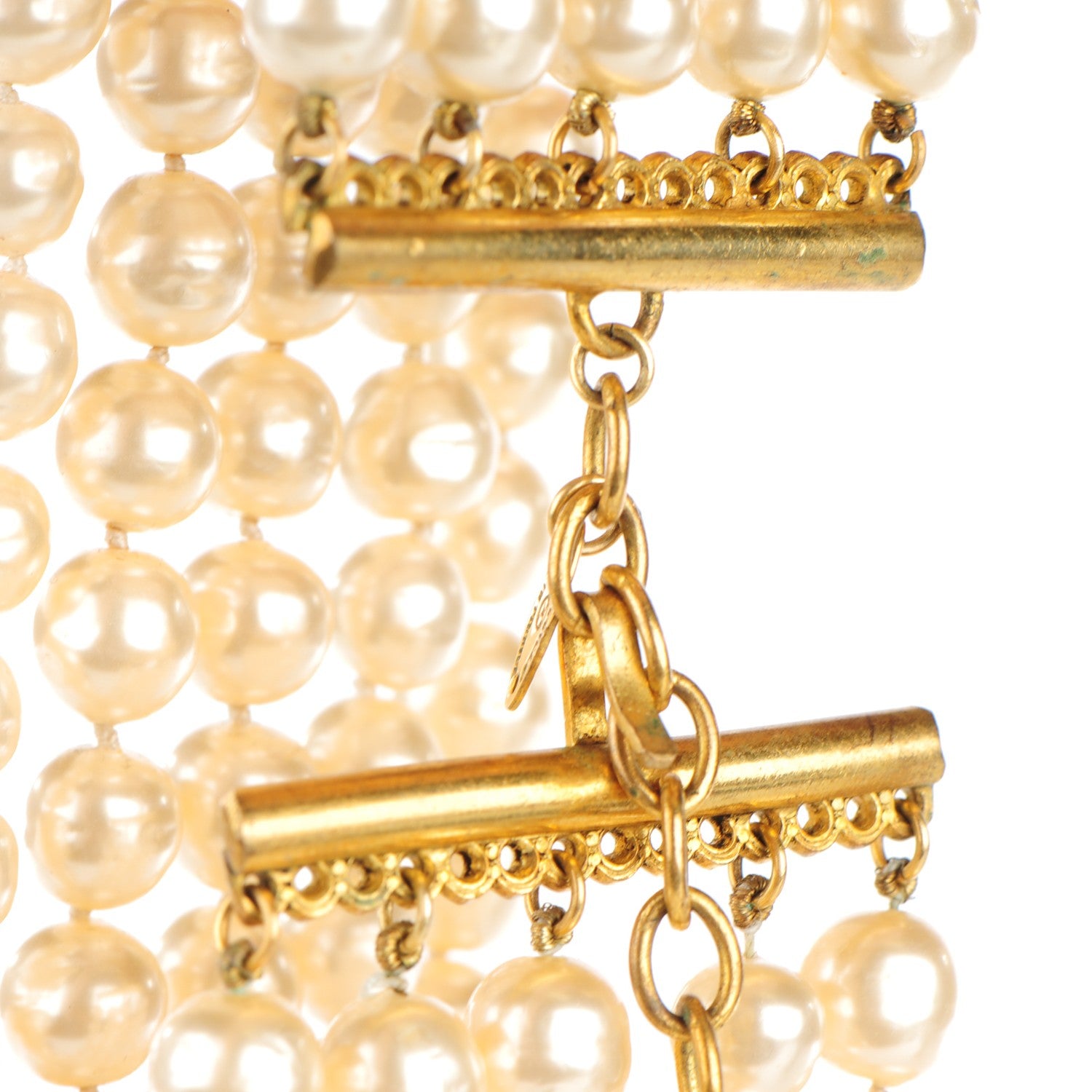 Chanel Pearl Layered Choker Necklace Gold 4 of 7