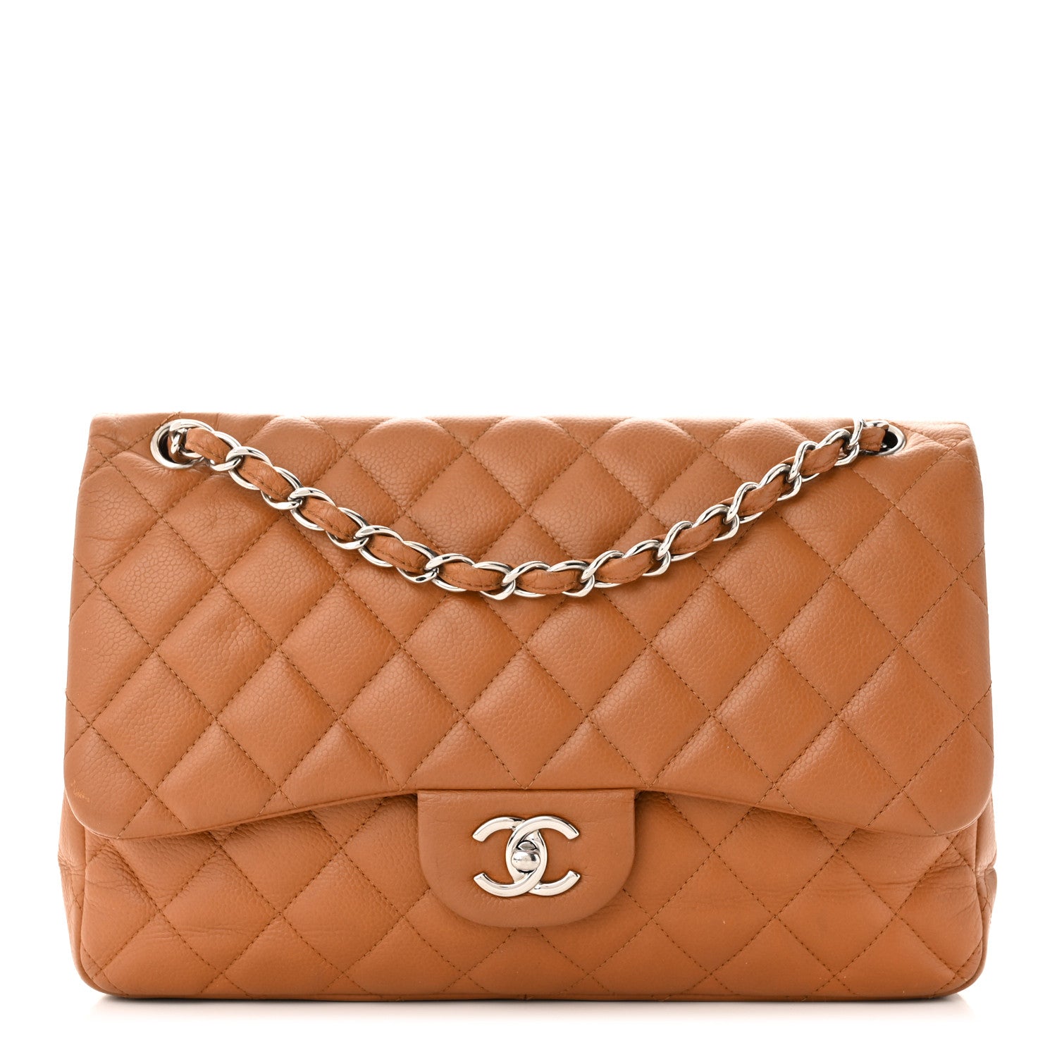 Chanel Caviar Quilted Jumbo Double Flap Light Brown 1 of 12
