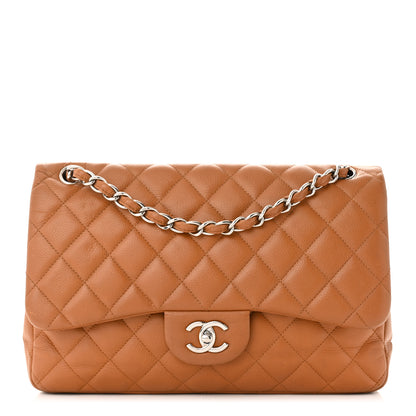 Chanel Caviar Quilted Jumbo Double Flap Light Brown 1 of 12