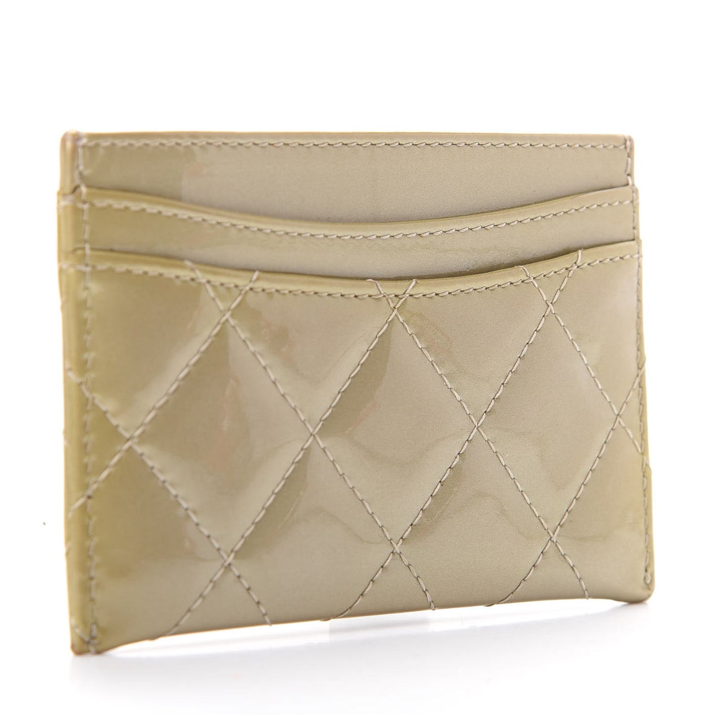 Patent Quilted Card Holder Gold