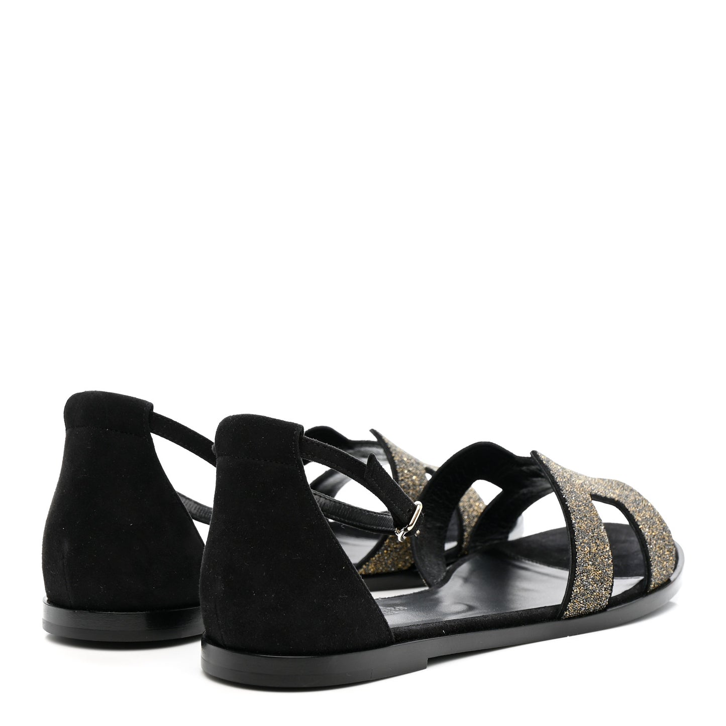 Suede Glitter Santorini Sandals 38.5 Black