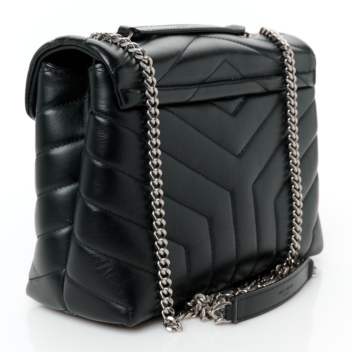 Saint Laurent Calfskin Y Quilted Monogram Small Loulou Chain Satchel Black 3 of 11