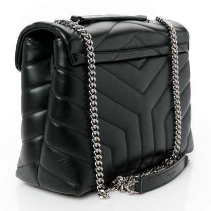 Saint Laurent Calfskin Y Quilted Monogram Small Loulou Chain Satchel Black 3 of 11
