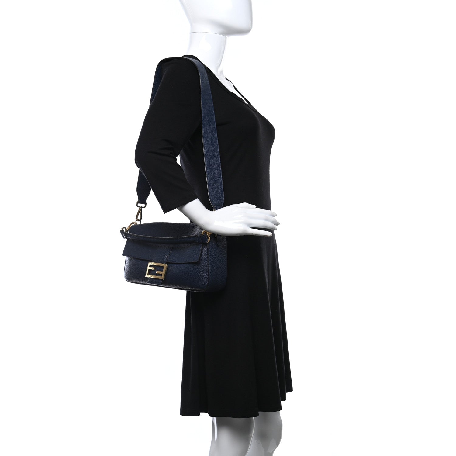Fendi Cuoio Romano Selleria Baguette Dark Blue 2 of 9