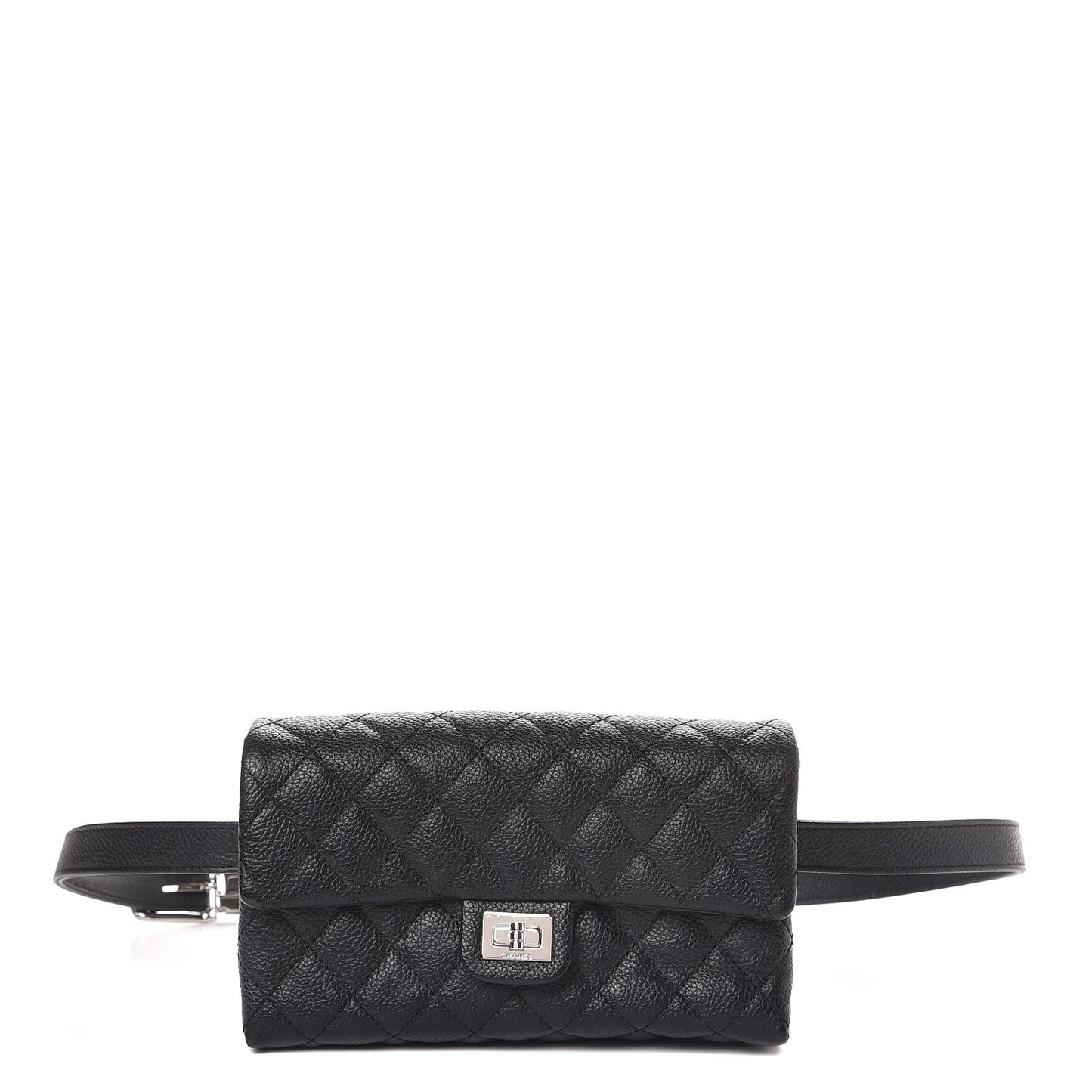 Grained Calfskin Quilted 2.55 Reissue Flap Belt Bag Clutch Black
