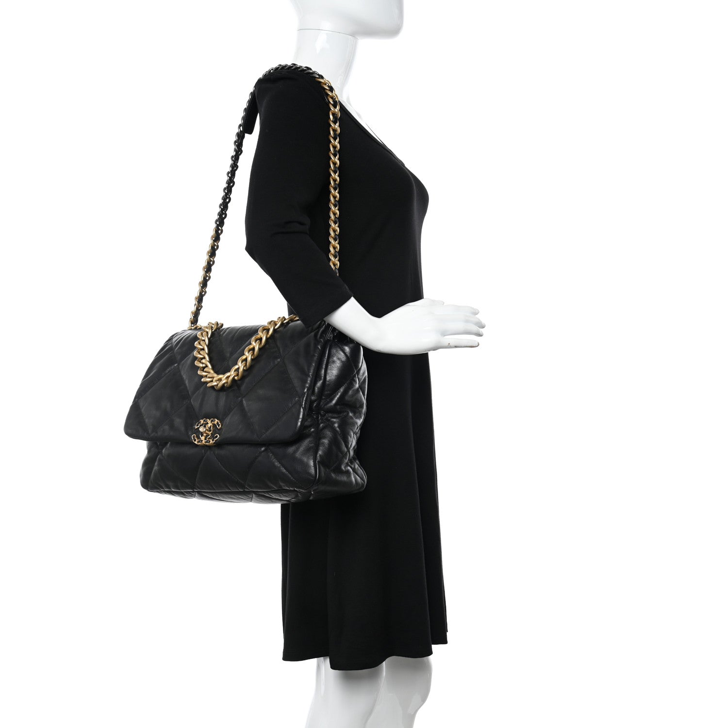 Chanel Goatskin Quilted Maxi Chanel 19 Flap Black 2 of 10