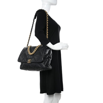 Chanel Goatskin Quilted Maxi Chanel 19 Flap Black 2 of 10