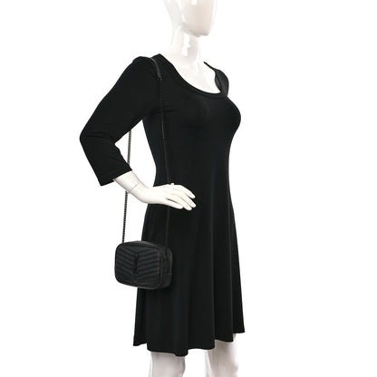 Saint Laurent Grain De Poudre Matelasse Monochrome Monogram Mini Lou Camera Bag Black 3 of 12