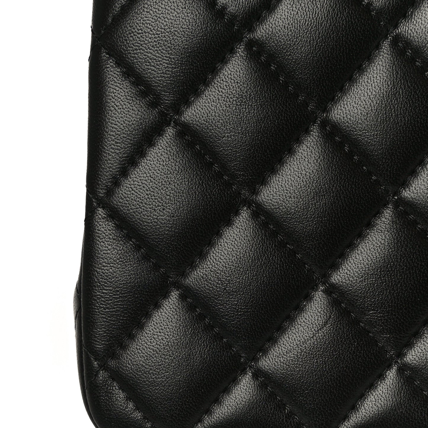 Lambskin Quilted Mini Top Handle Rectangular Flap Black