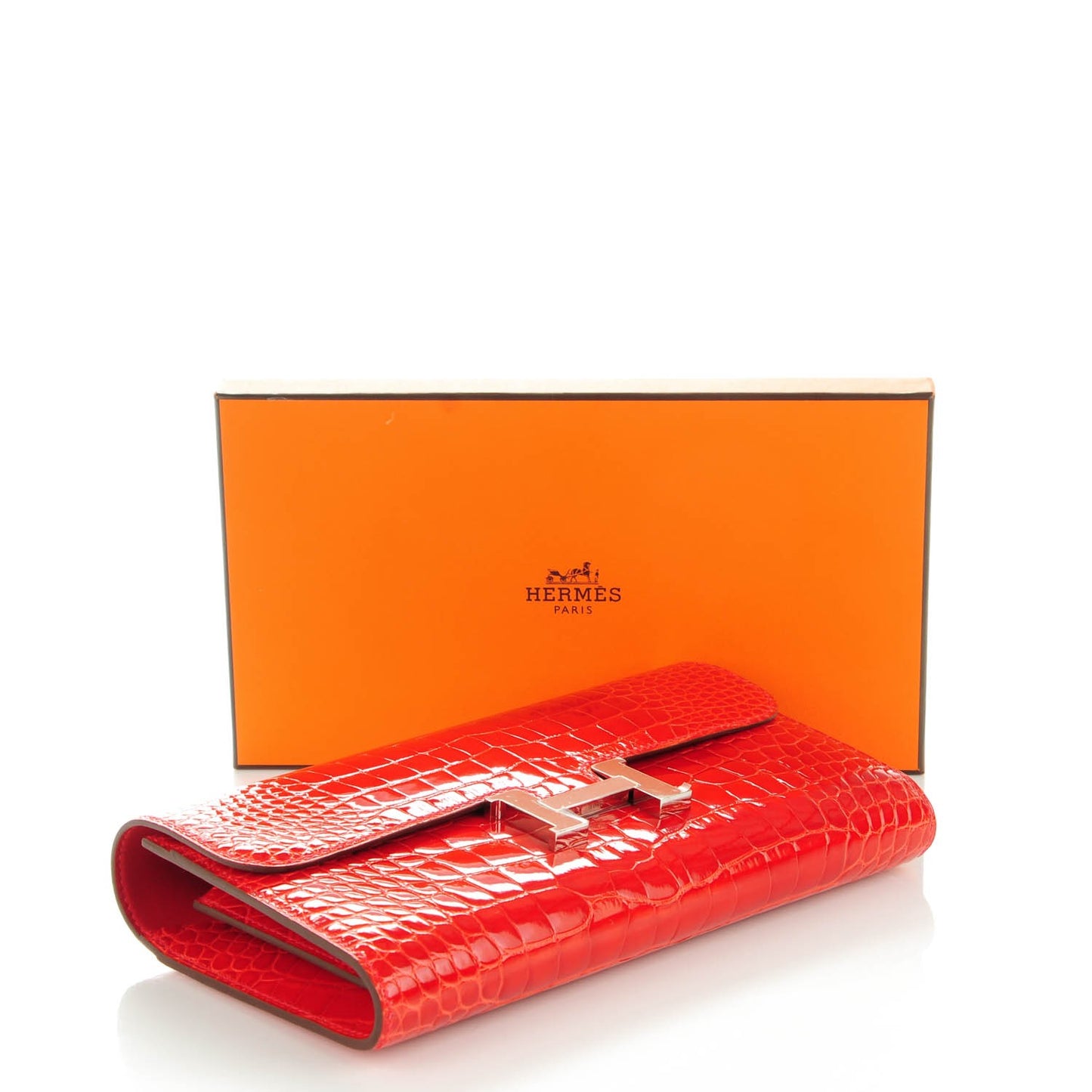 Shiny Alligator Constance Long Wallet Geranium