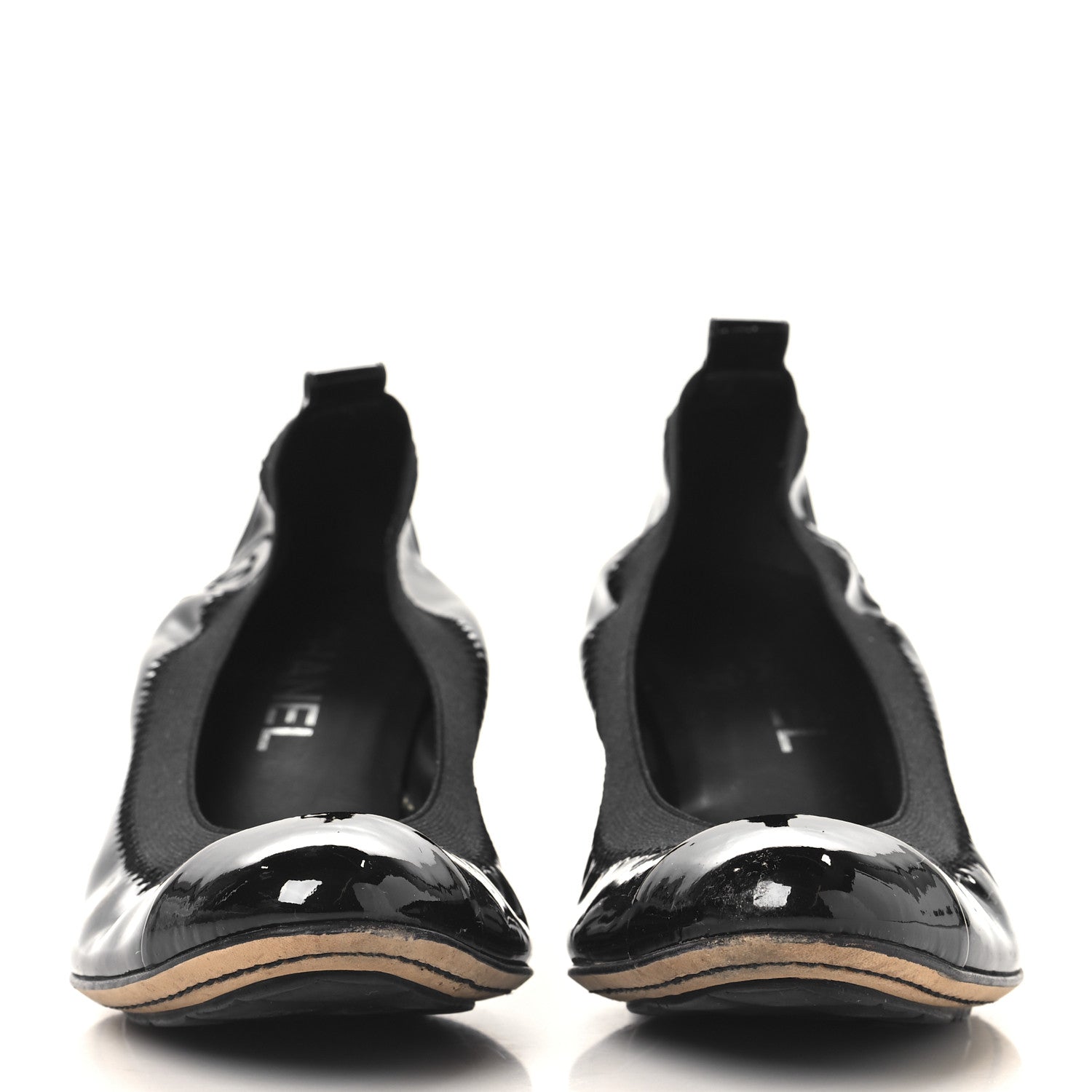 Chanel Lambskin Patent CC Elastic Cap Toe Ballerina Pumps 36.5 Black 3 of 10