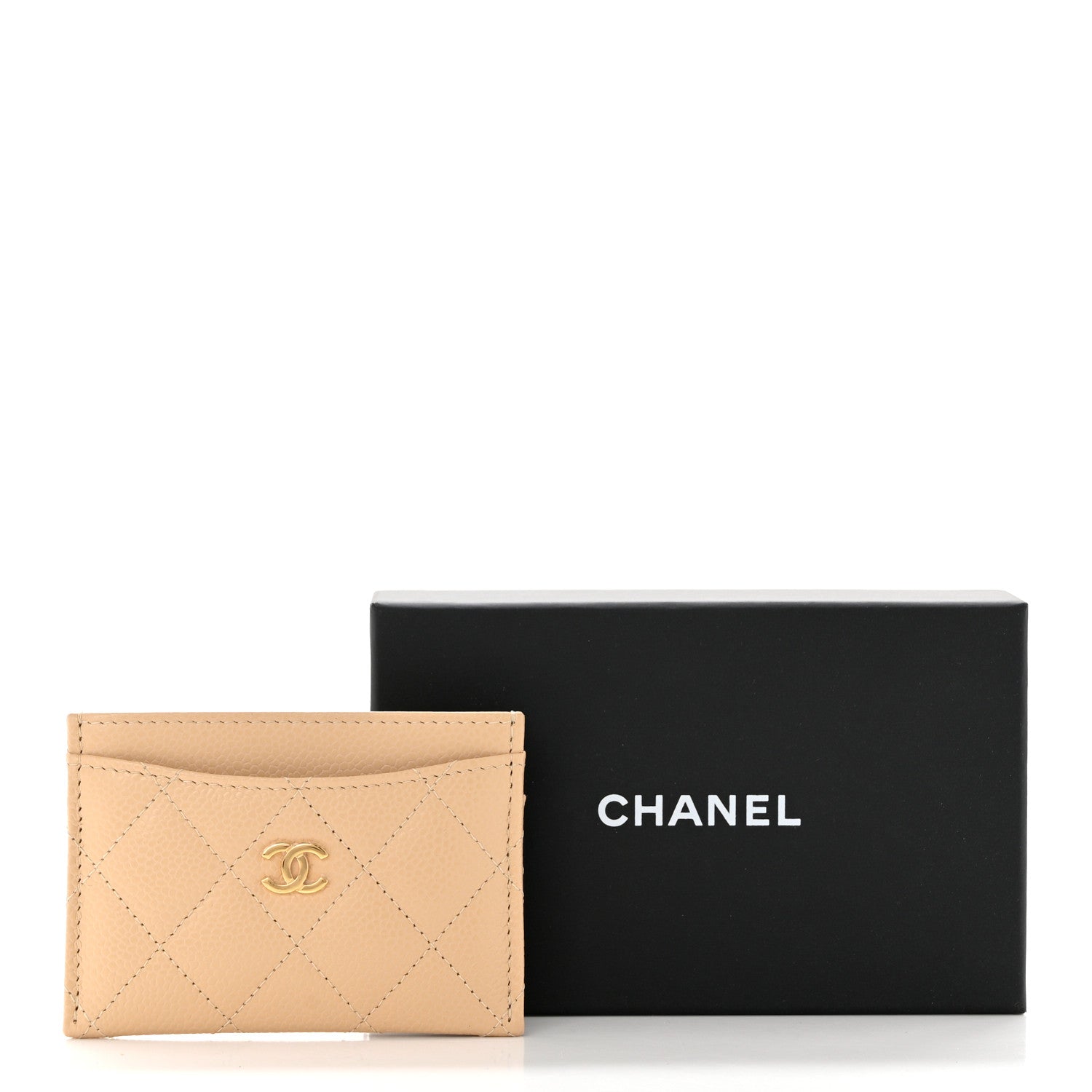 Chanel Caviar Quilted Card Holder Beige 9 of 9