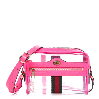 Gucci Vinyl Web Mini Ophidia Transparent Shoulder Bag Fluorescent Fuchsia 1 of 9