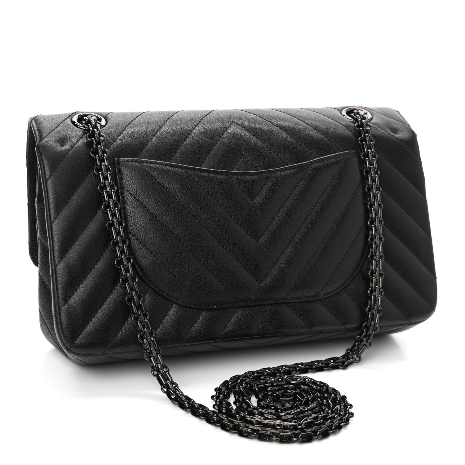 Chanel Sheepskin Chevron Quilted 2.55 Reissue 225 Double Flap So Black 3 of 11