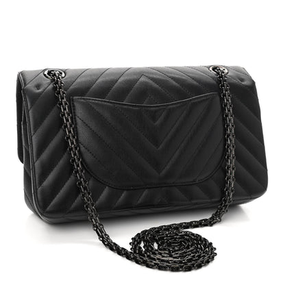 Chanel Sheepskin Chevron Quilted 2.55 Reissue 225 Double Flap So Black 3 of 11