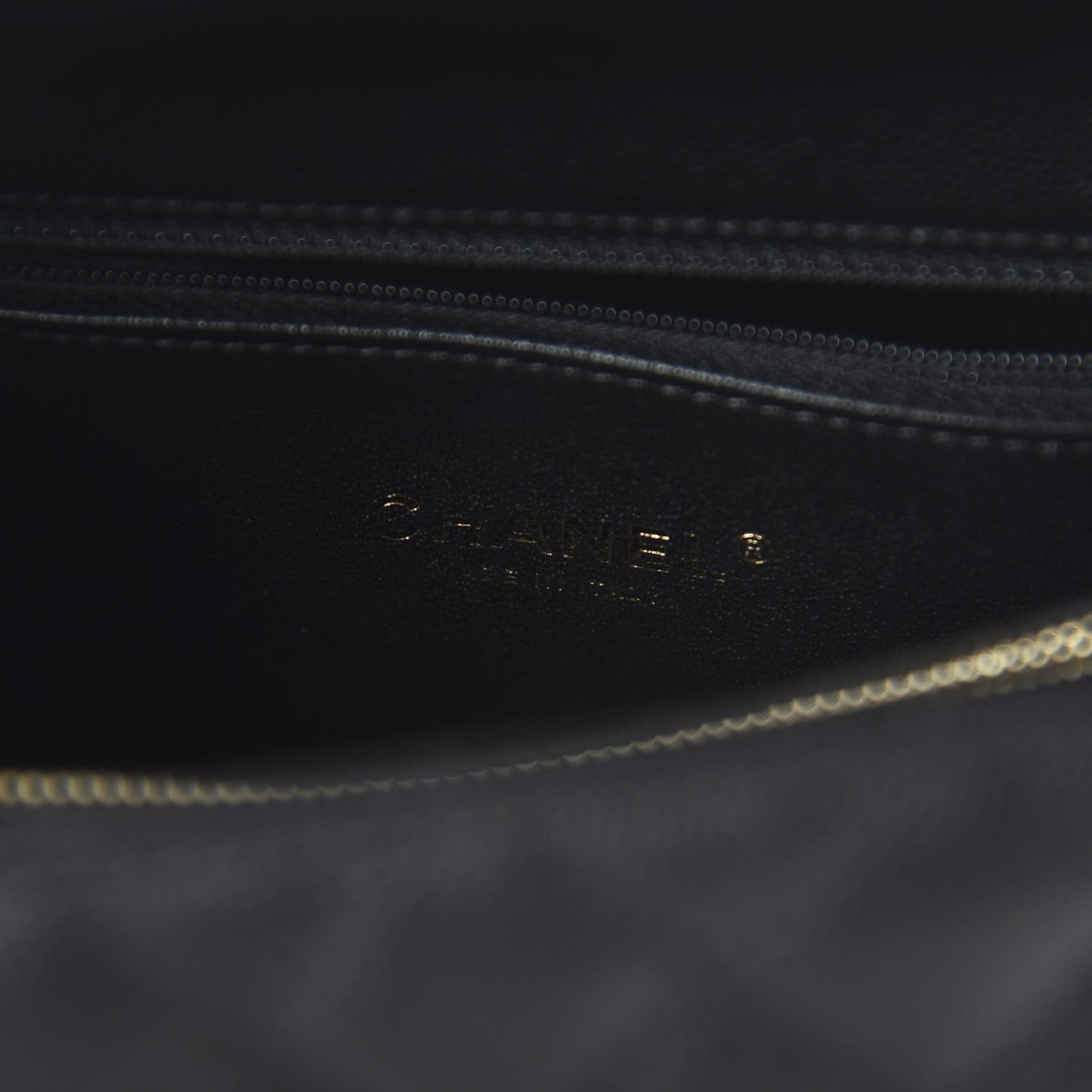 Caviar Lizard Quilted Small Coco Handle Flap Black