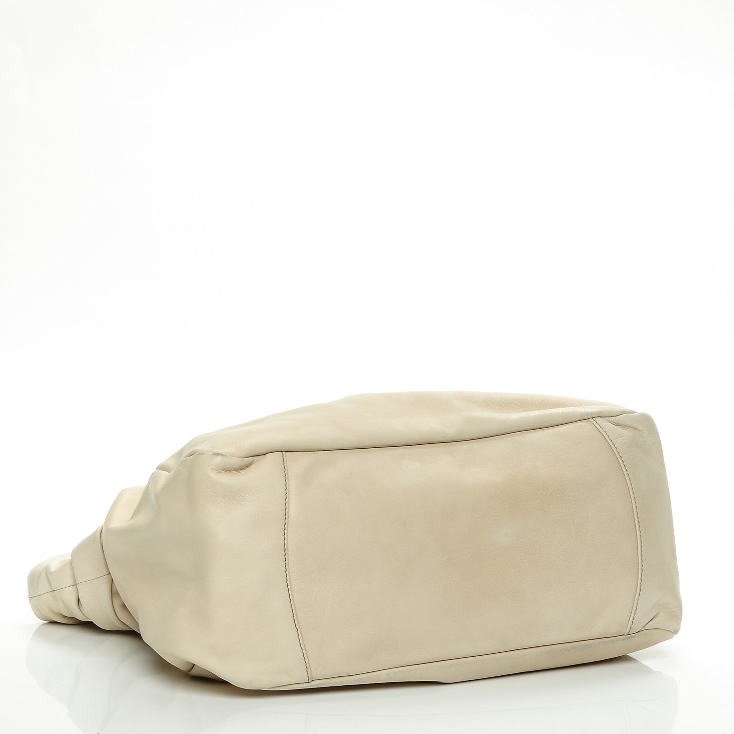 Prada Soft Calf Pleated Shopping Tote Talco 4 of 9
