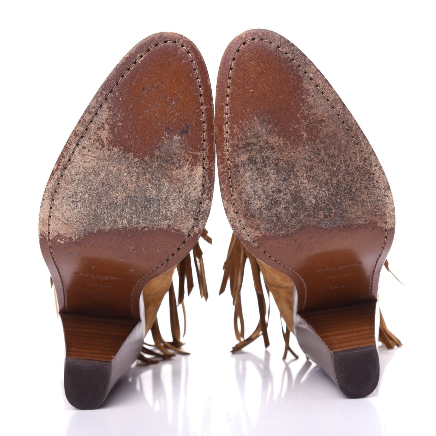 Suede New Western 80 Fringe Ankle Boots 38.5 Tan