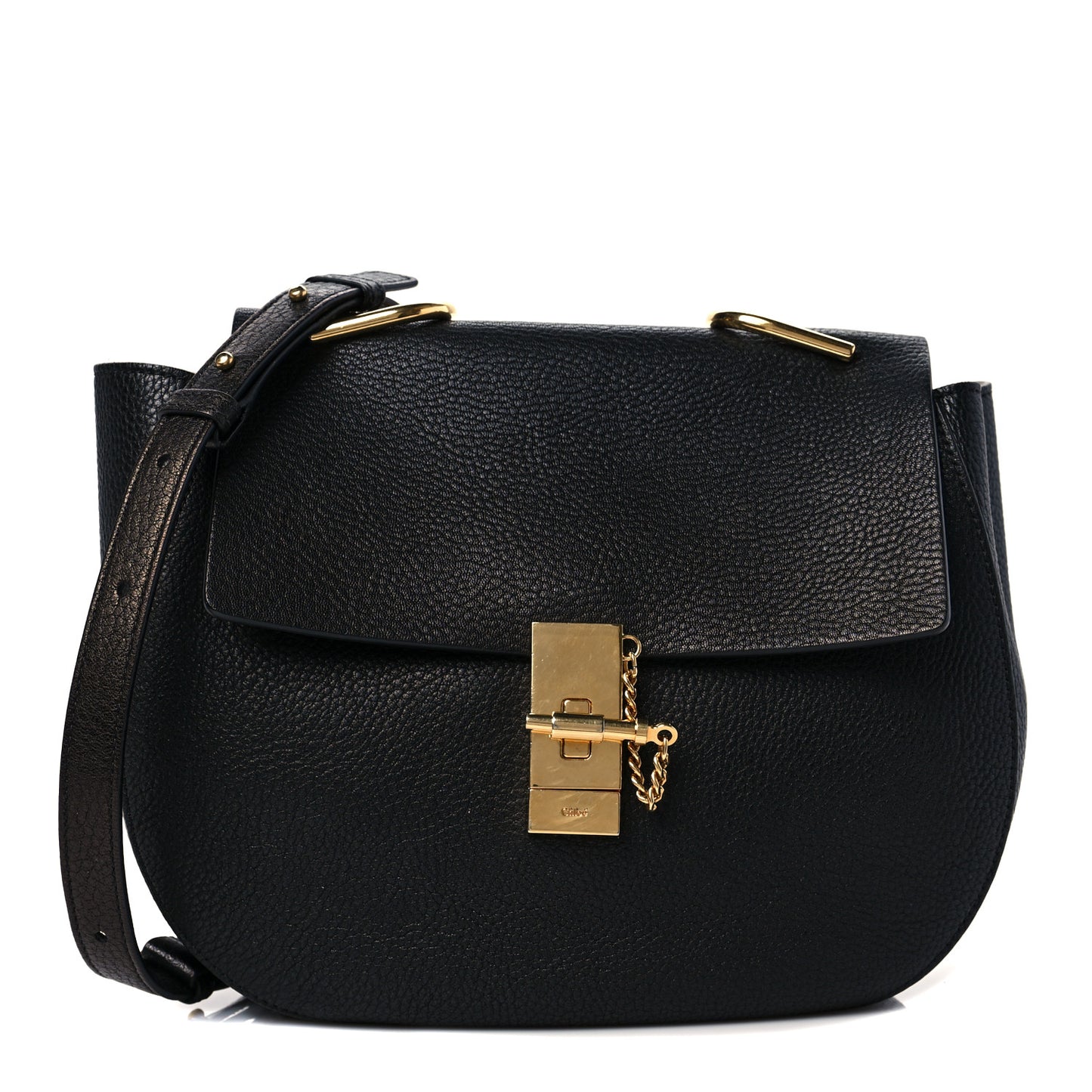 Grained Lambskin Drew Shoulder Bag Black