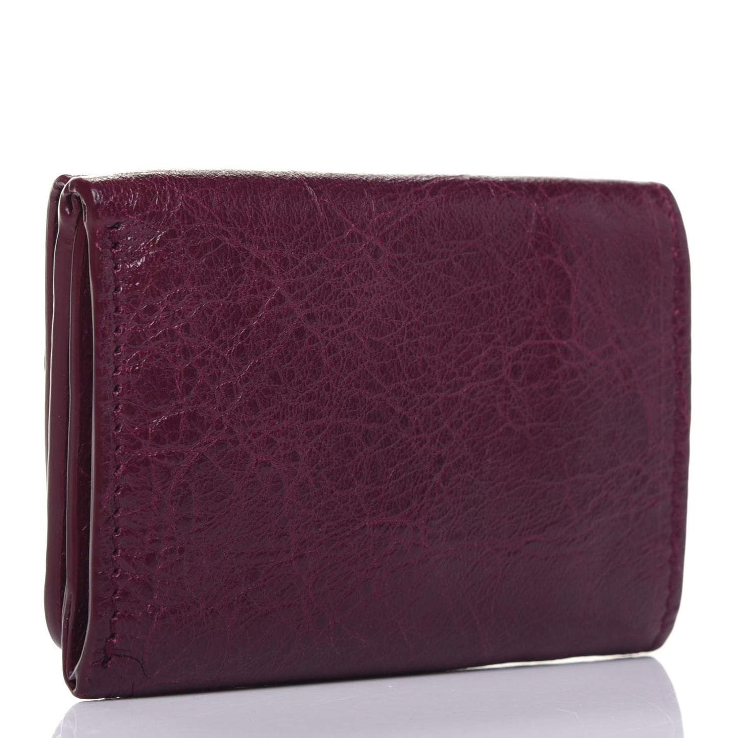 Agneau Arena Classic Gold Hardware Mini Wallet Violet Prune