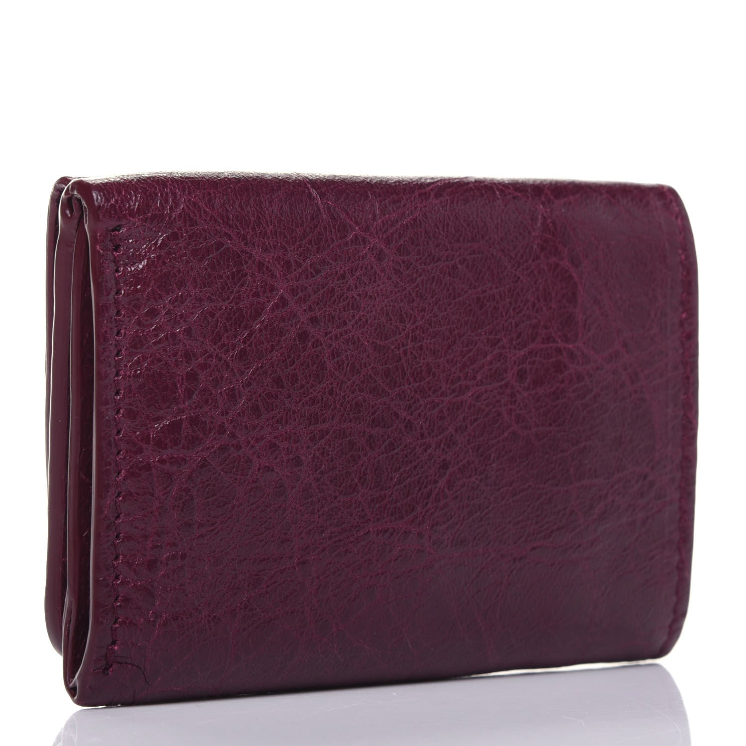 Balenciaga Agneau Arena Classic Gold Hardware Mini Wallet Violet Prune 3 of 13