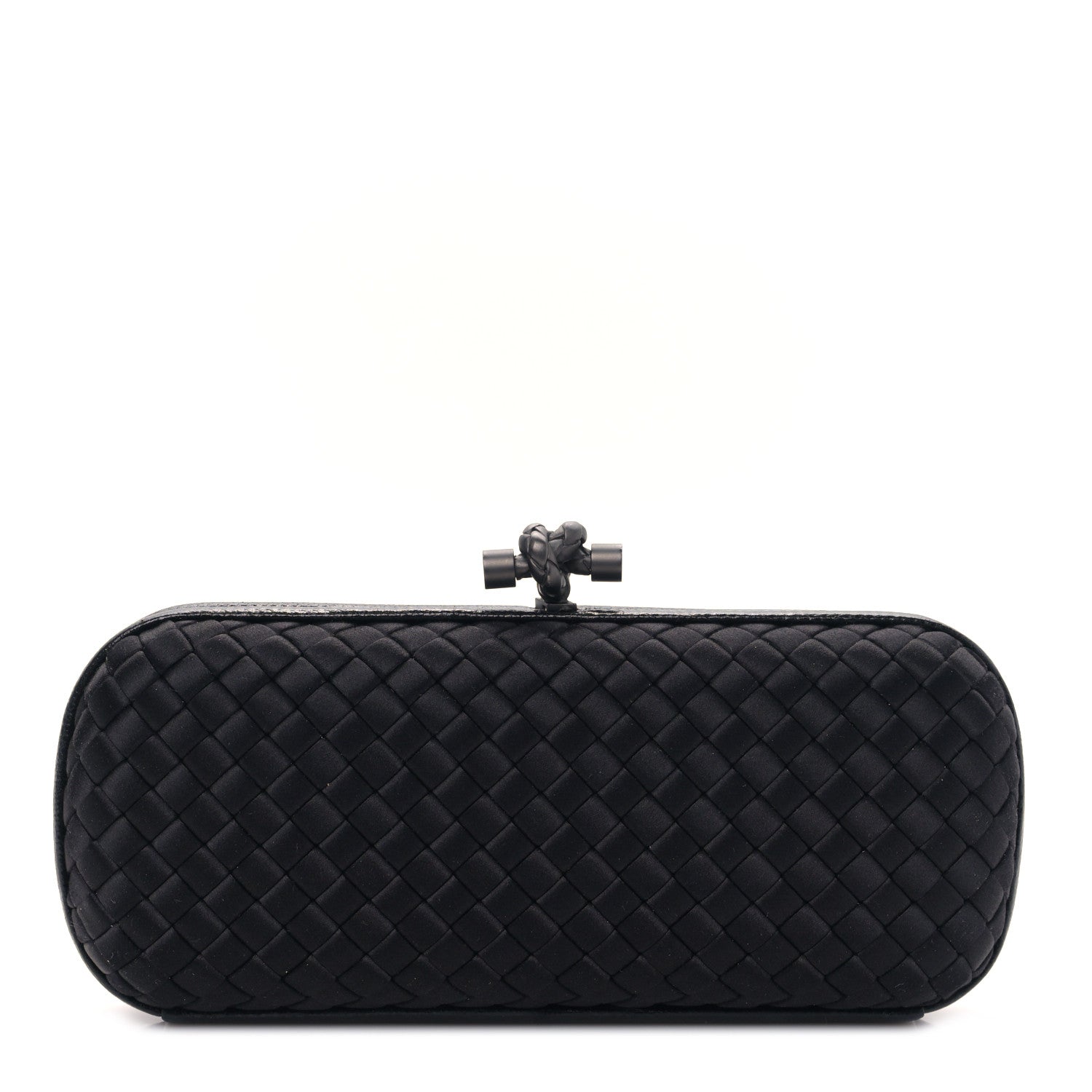 Bottega Veneta Satin Ayers Intreccio Impero Stretch Knot Clutch Black 1 of 8