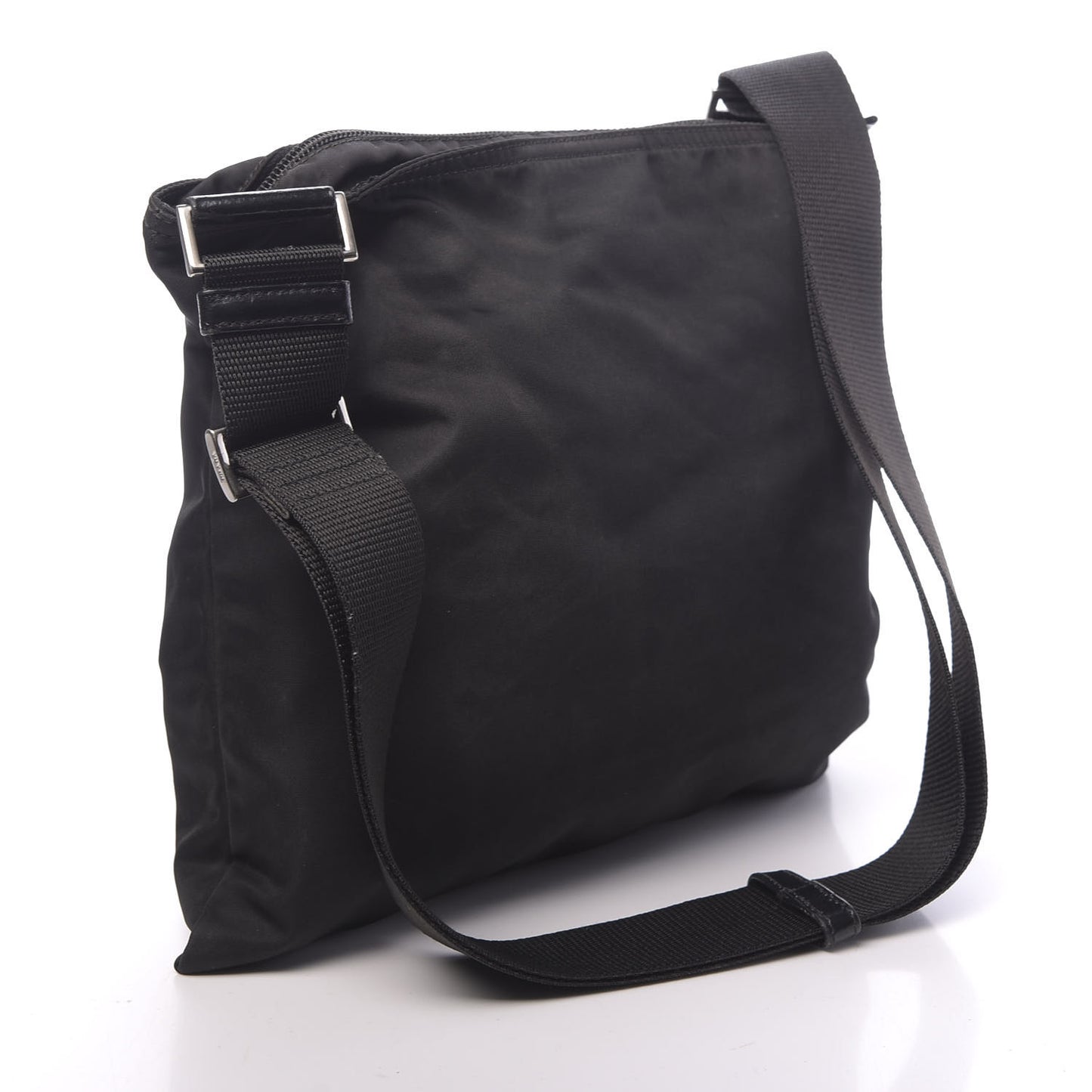 Nylon Flat Messenger Bag Black
