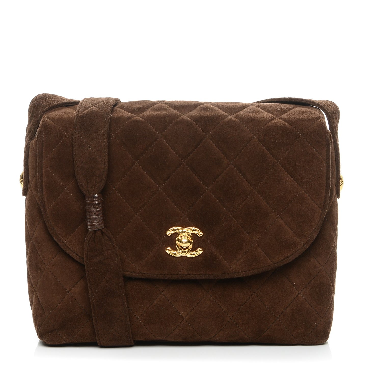 Suede Quilted Shoulder Bag Brown