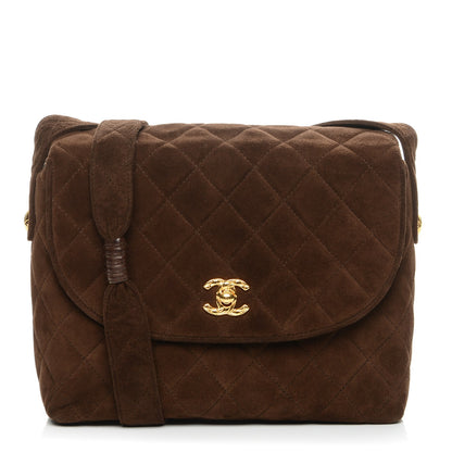 Chanel Suede Quilted Shoulder Bag Brown 1 of 7
