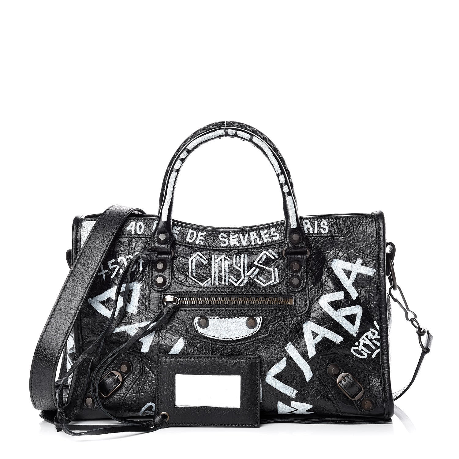 Balenciaga Agneau Classic Hardware Graffiti All Over S City Black 1 of 9