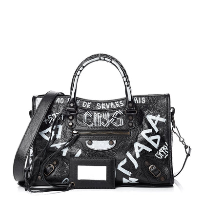 Balenciaga Agneau Classic Hardware Graffiti All Over S City Black 1 of 9
