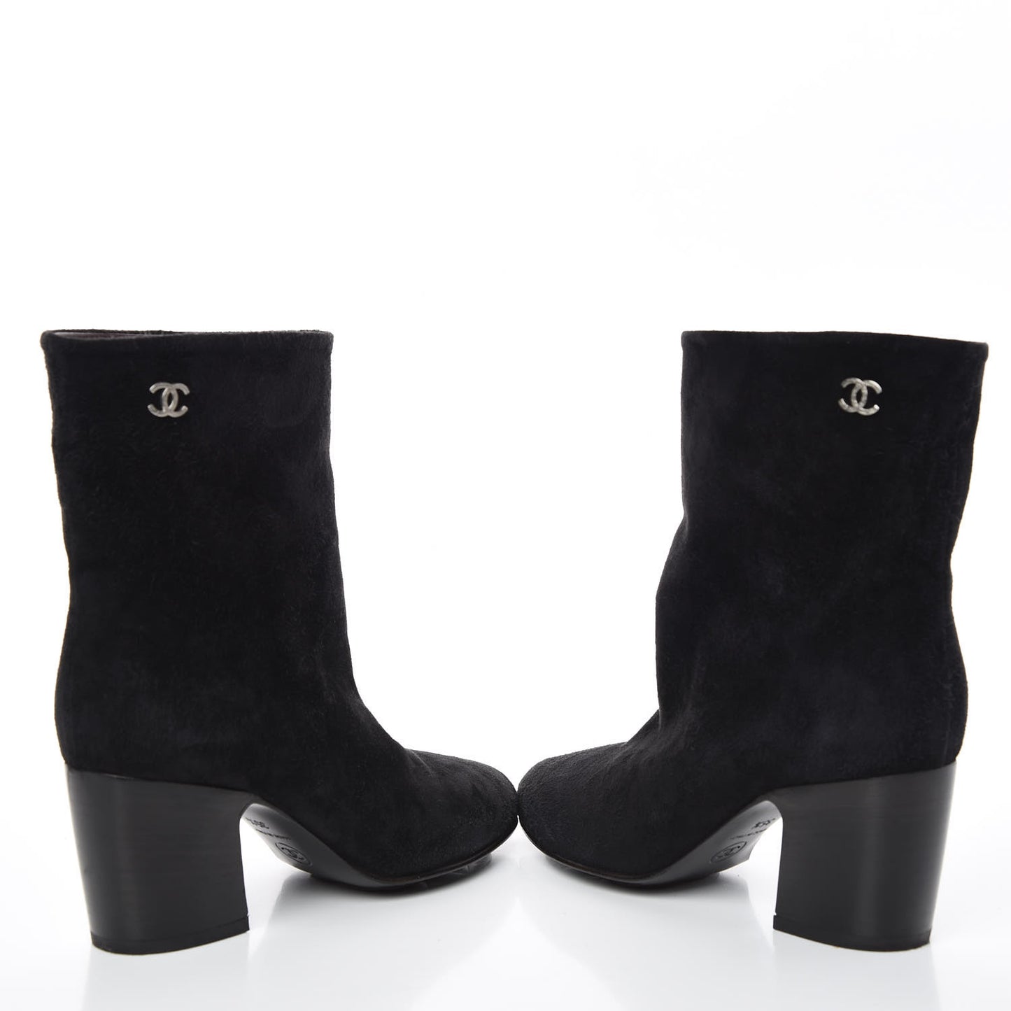 Suede Calfskin CC Short Boots 35.5 Black