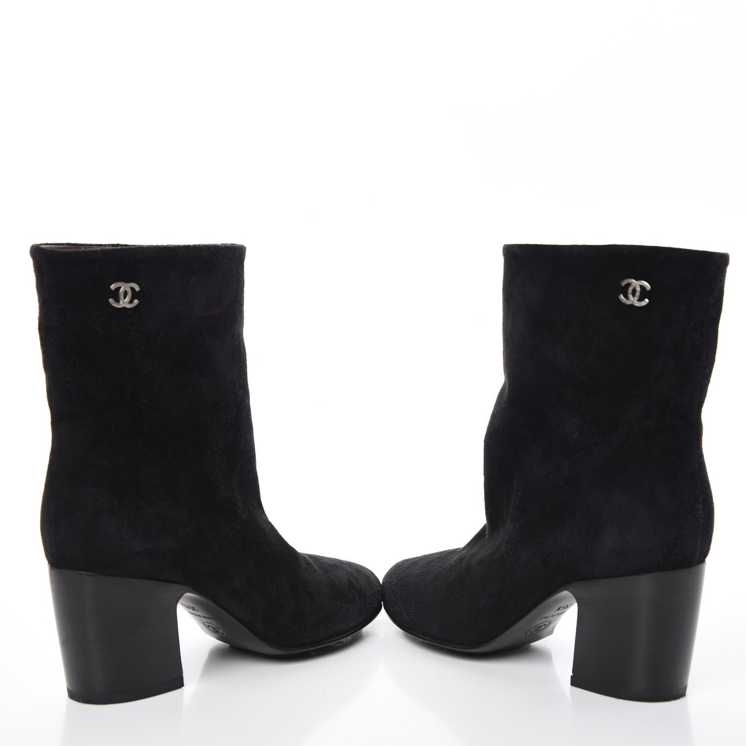 Chanel Suede Calfskin CC Short Boots 35.5 Black 6 of 11