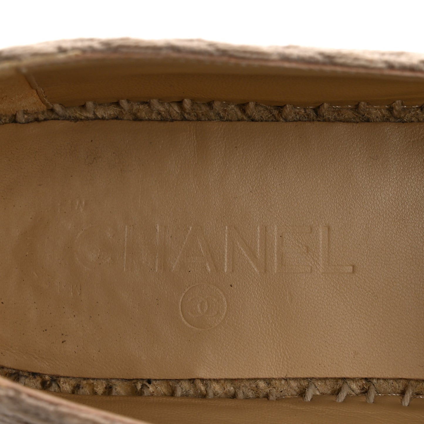 Tweed Grosgrain CC Espadrilles 41 Beige Black