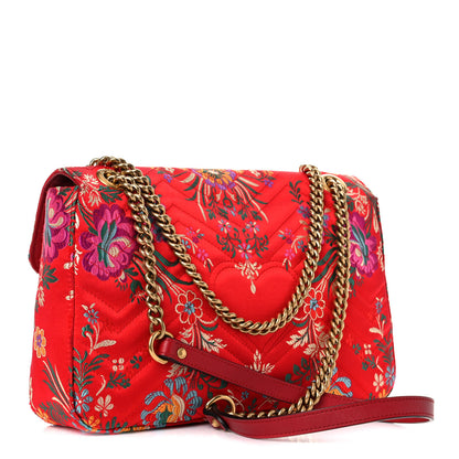 Gucci Jacquard Matelasse Floral Medium GG Marmont Shoulder Bag Red 3 of 19