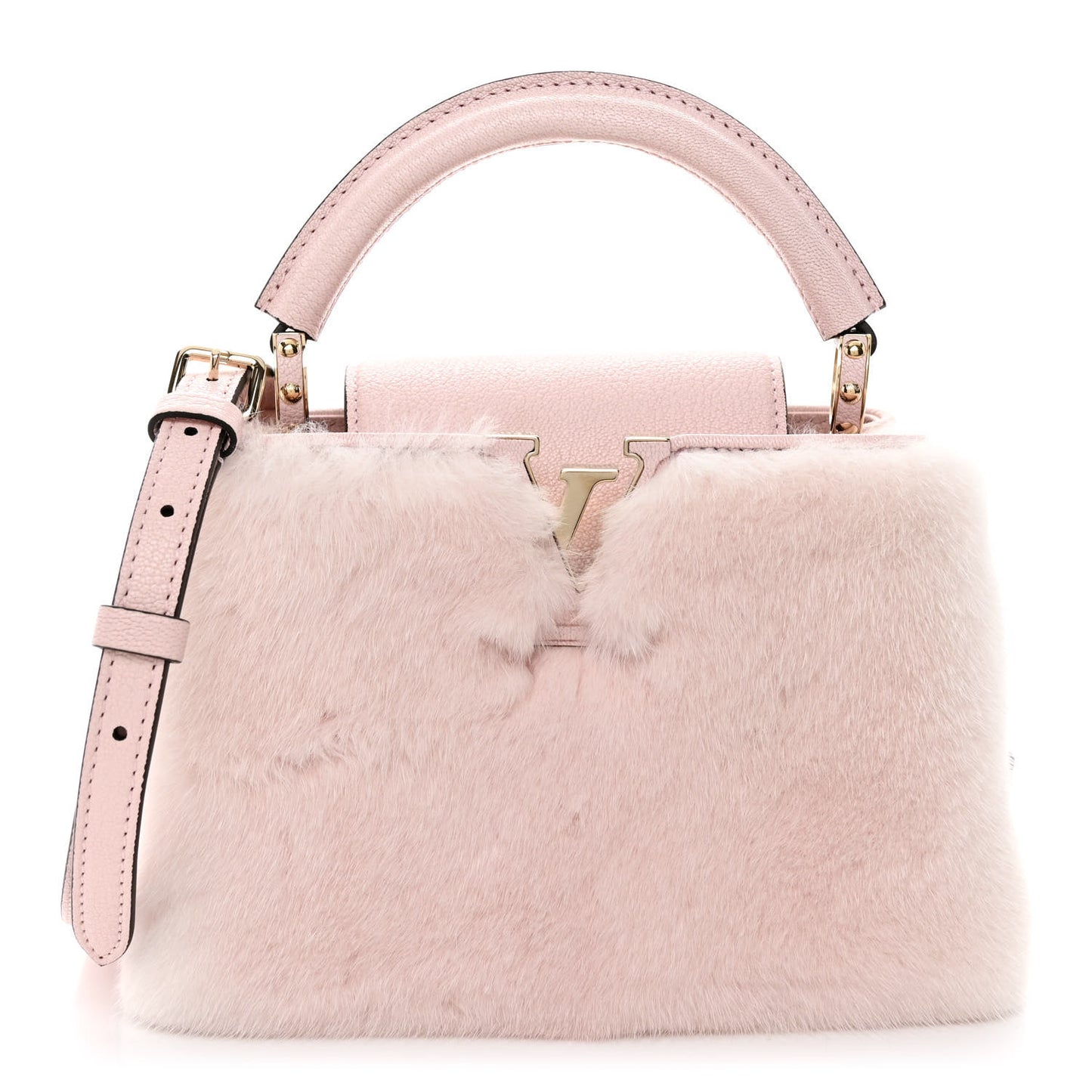 Mink Calfskin Goatskin Capucines Mini Rosewater Pink