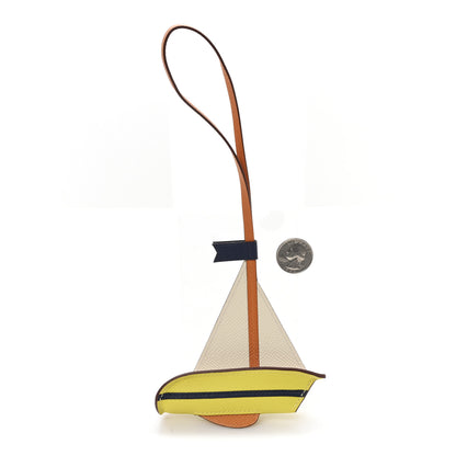 Hermes Epsom Sail Boat Bag Charm Nata Lime Orange 2 of 4
