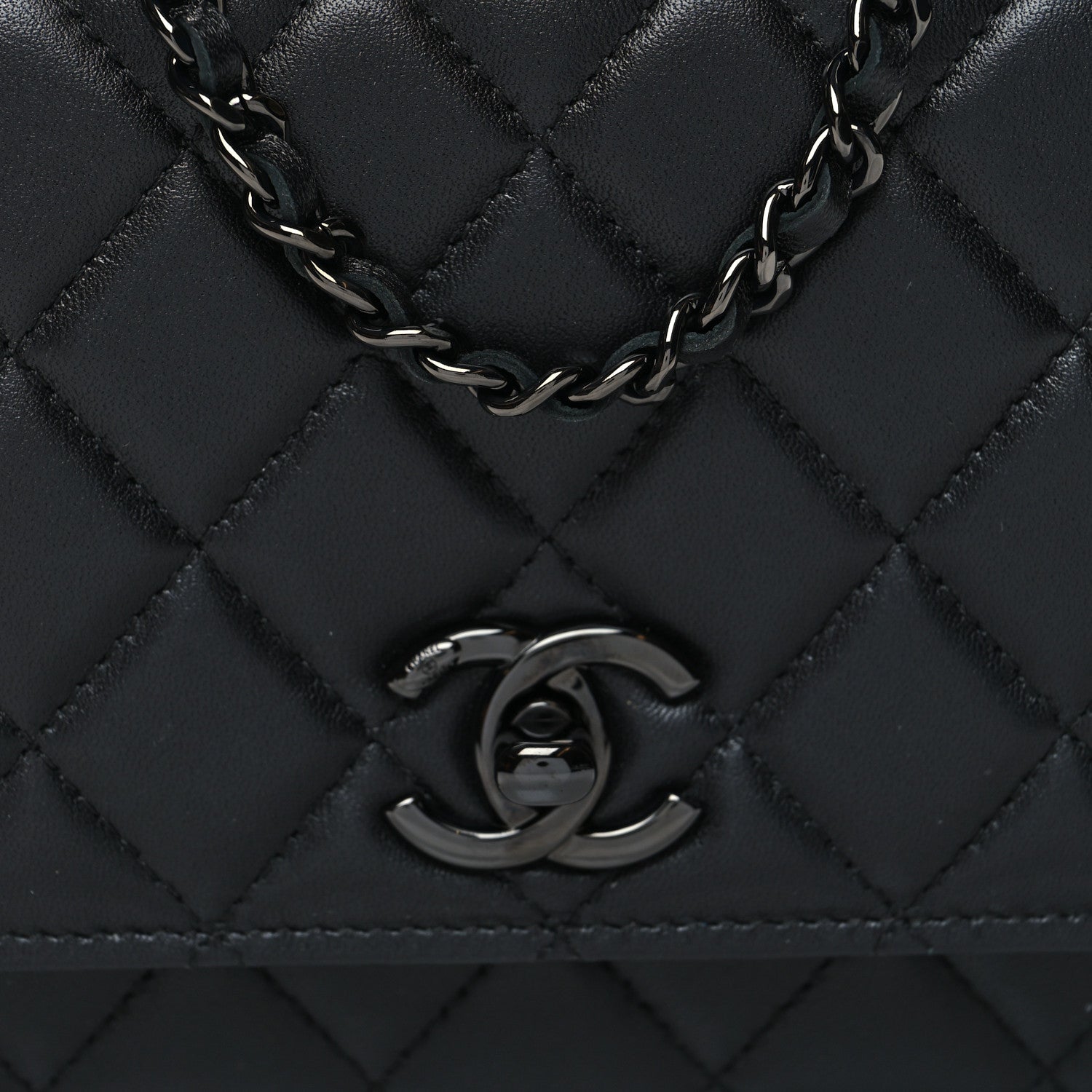 Chanel Lambskin Quilted Trendy CC Wallet On Chain WOC So Black 9 of 11