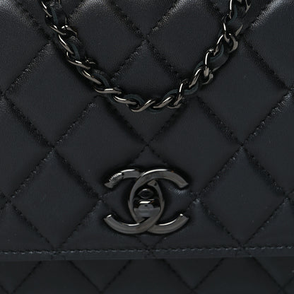 Chanel Lambskin Quilted Trendy CC Wallet On Chain WOC So Black 9 of 11