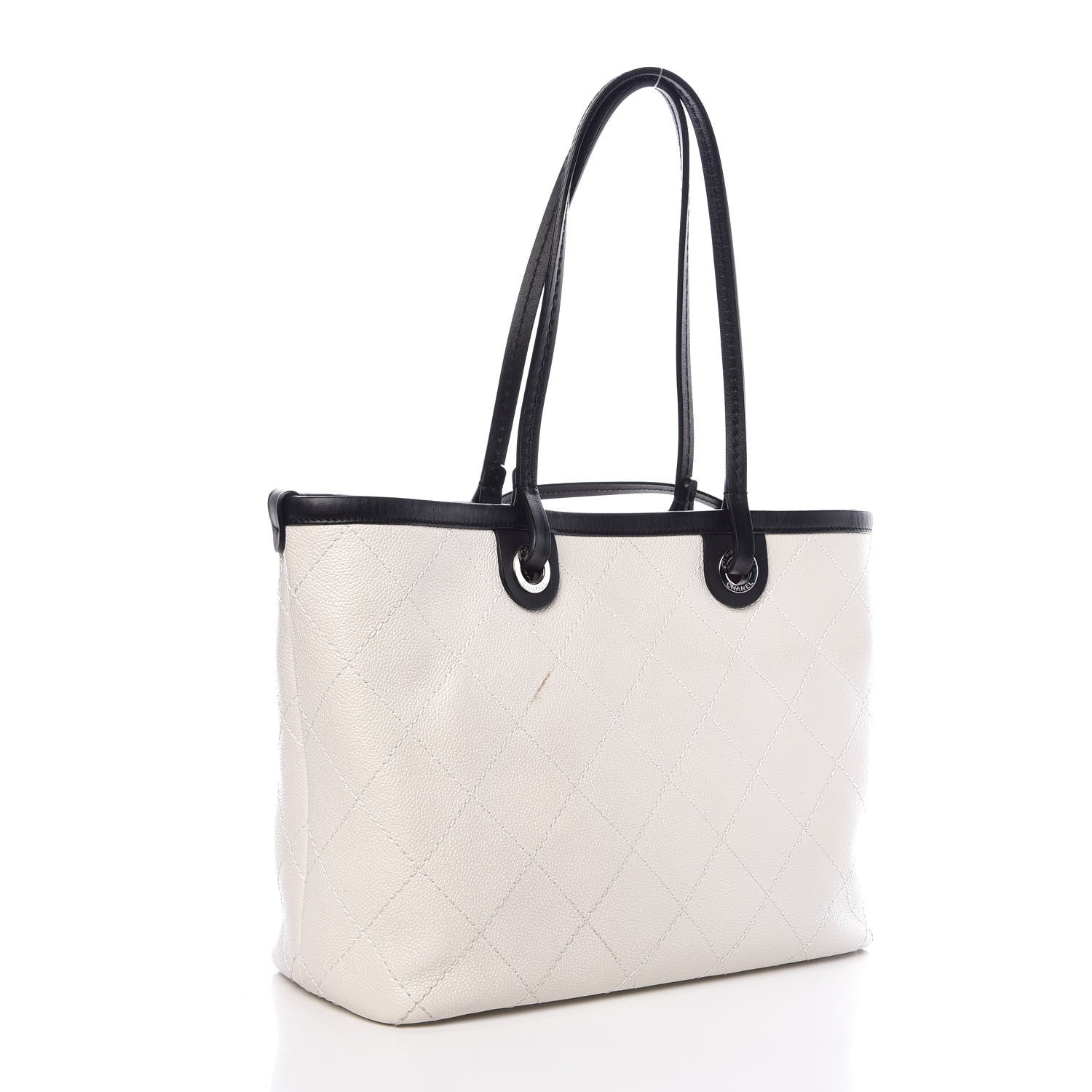 Chanel Grained Calfskin Shopping Fever Tote White 2 of 6