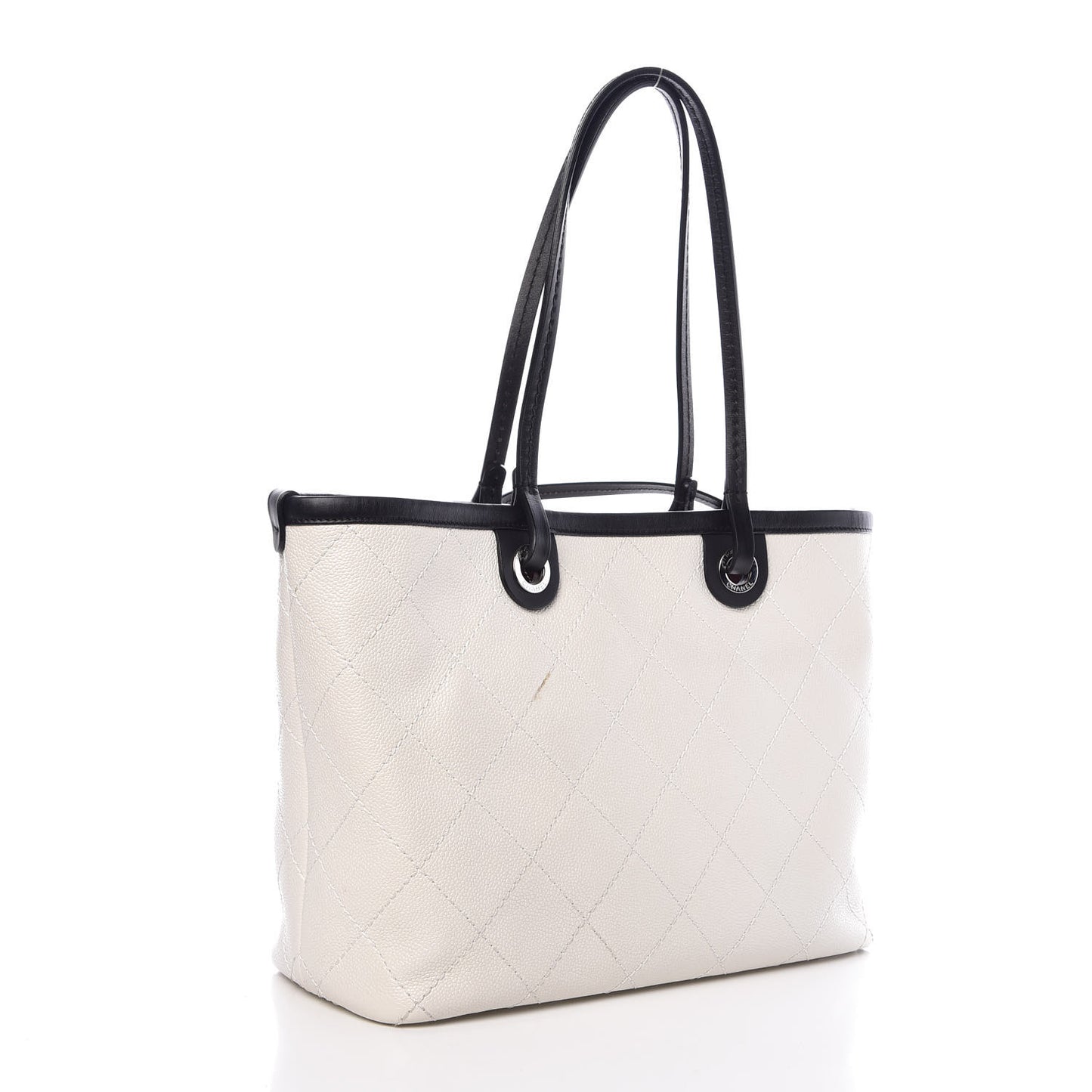 Grained Calfskin Shopping Fever Tote White