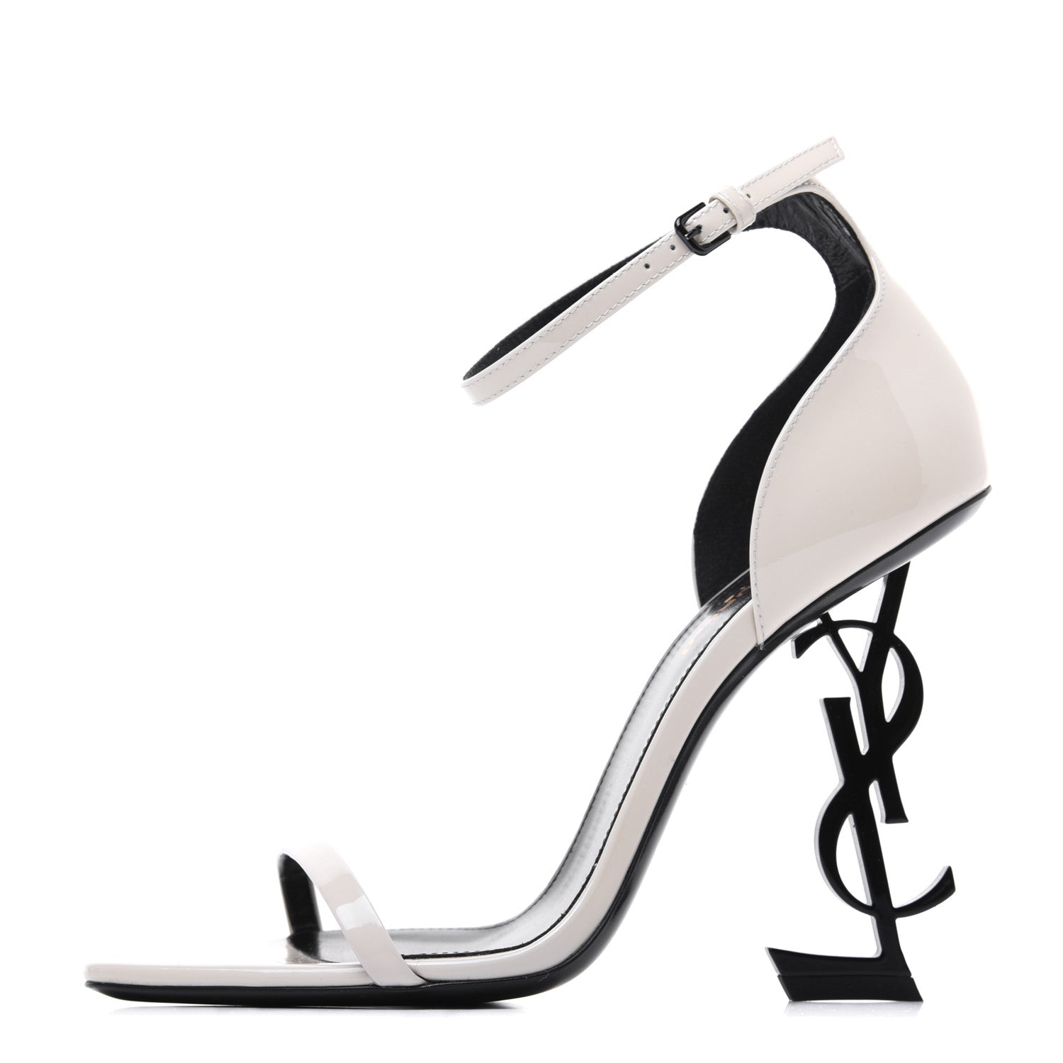 Saint Laurent Patent Calfskin 110 Opyum Sandals 38.5 Neutro 1 of 16