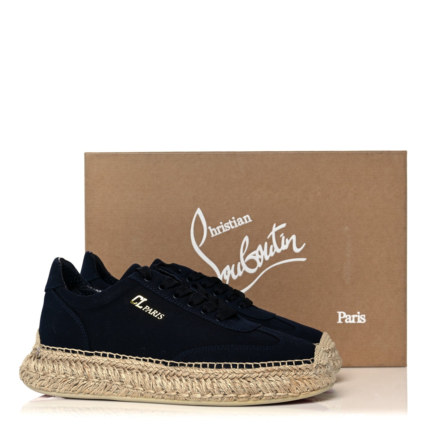 Toile Calfskin Espasneak Flat Sneaker 39 Navy