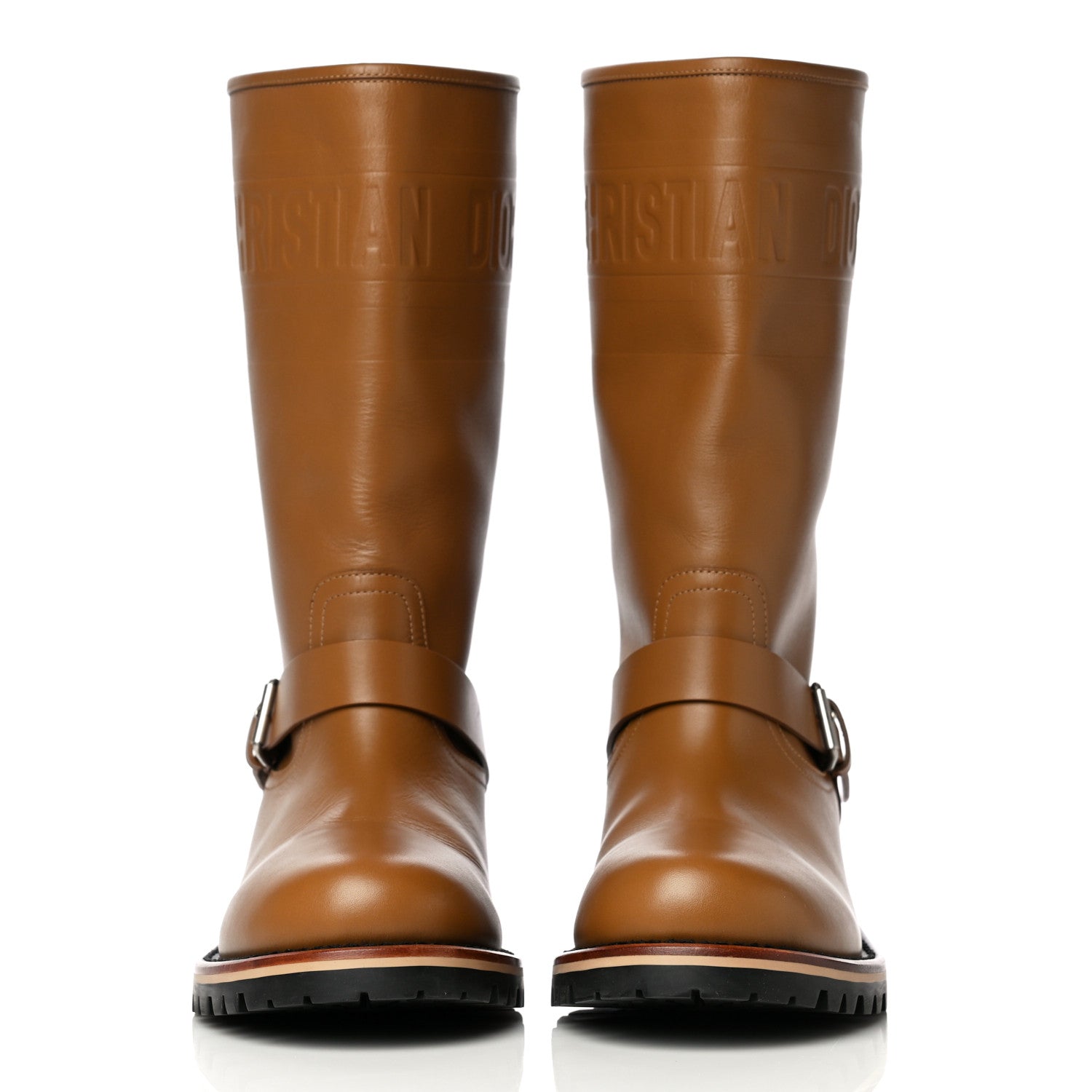 Christian Dior Calfskin Embossed Dior Quest 35mm Biker Boots 39 Natural 2 of 20